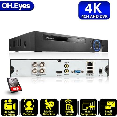 6in1 Real H.265 4ch 4K-N 4K 8MP DVR Security CCTV hybrid video recorder DVR P2P Xmeye support AHD/TVI/CVI/CVBS/IP cameras ONVIF