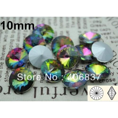 200pcs/Lot, 10mm Rainbow Crystal Rivoli Stones, Free Shipping! Chinese Top Quality Crystal Rivoli