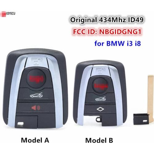 KEYECU Original 434Mhz ID49 Remote Car Key for BMW i3 i8 Series 2014 2015 2016 2017 433Mhz 4BTN Keyless Control FOB NBGIDGNG1