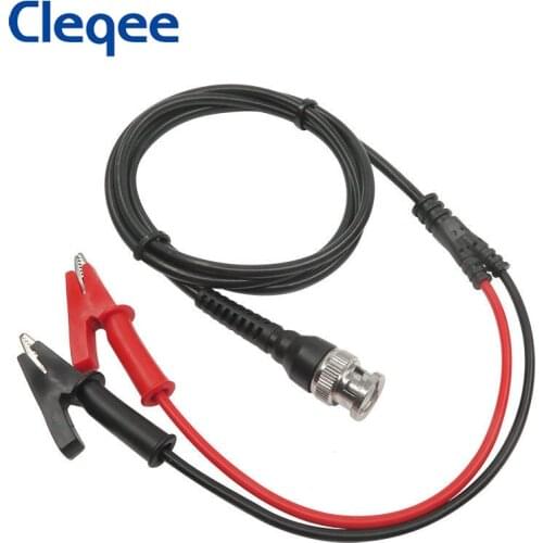 Cleqee P1003 BNC to Dual Alligator Clip Test Lead Copper Crocodile clips 10mm Open diameter Oscilloscope BNC Cable 1M 500V/5A