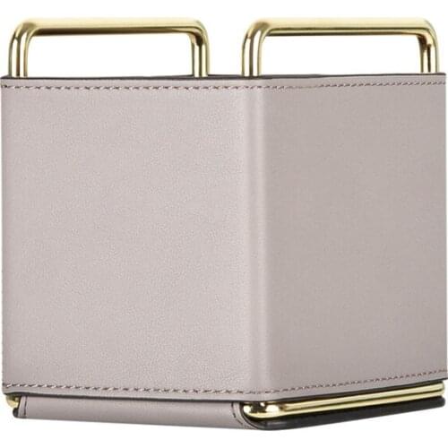 Leather desk top storage box leather office pen holder remote cosmetic brush barrel Nordic ornament sundry storage container