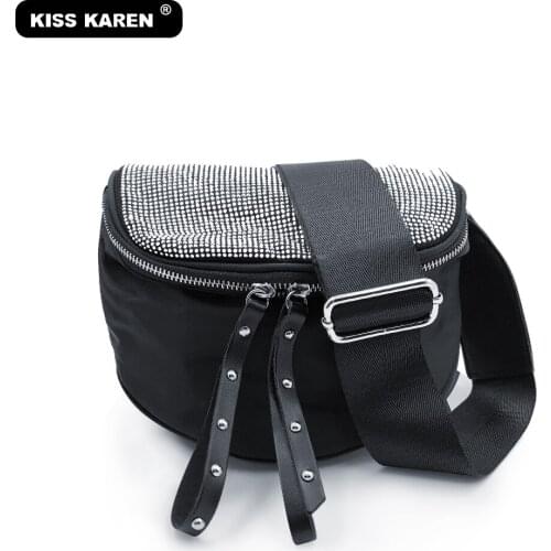 Fashion Bling Bling Bags Womens Shoulder Bags with Strass Waterproof Nylon Messenger Bag Crossbody Bags Designer Lady Purse