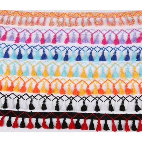 Mutil Color 2yard 45mm Cotton Lace Tassel Trim Hanging Fabric Ribbon For DIY Handmade Sewing Curtains Clothes Craft Accessories
