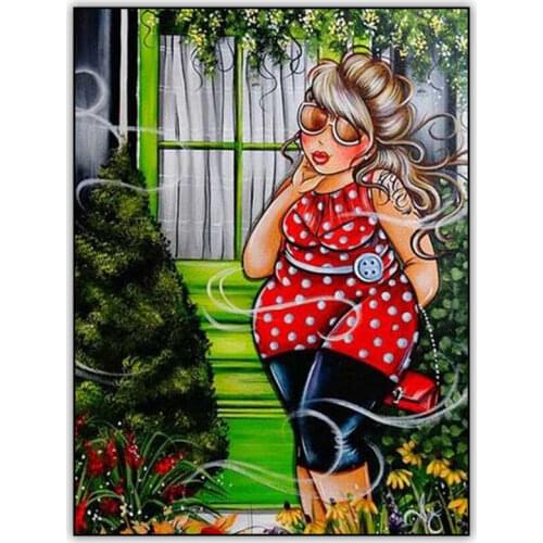 Abstract 5d DIY Diamond Painting Kit Fat Lady Woman Picture Crystal Mosaic Full Drill Square Daimond Painting Embroidery Tools