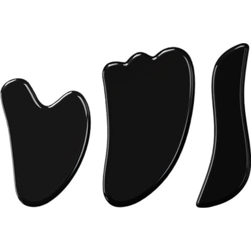 Gua Sha Tool Set Natural Black Obsidian Gouache Scraper Facial Scraping Massage Tool for Body Head Neck Beauty Face Massager Kit