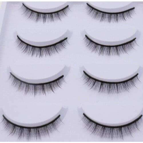 5Pairs/Box False Eyelashes Natural Fiber Makeup Cross Thick Short Eye Lashes Extensions Set Box Package