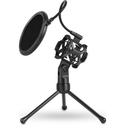 Portable Microphone Mic Shock Mount Studio Desktop Tripod Stand with Filter