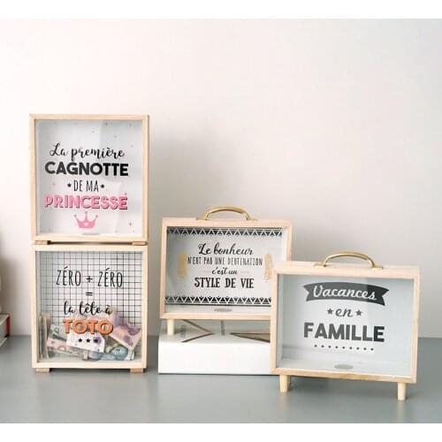 Clear Shadow Box Bank Frame Piggy Bank Counter Coin Money Saving Box Storage Jar Desktop Ornament for Home Decorations