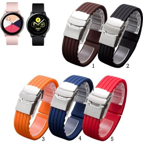 20mm 22mm Soft Silicone Band Rubber Watch Strap for Samsung Galaxy Watch Active 2 for Watch3 41mm Replacement band strap