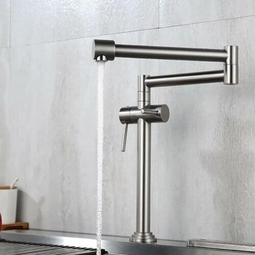 Sitting Floding Water Tap Double Handle Kitchen Faucet Hot and Cold Bath Tap Kitchen Mixer Brushed Polished Bathroom Sink Faucet