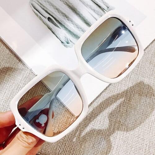 Vintage rivet gradient white leoaprd sunglasses for women new luxury brand square sun glasses female elegant shades men eyewear