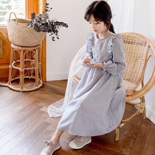 Spring Dresses For Girls New Year 2021 Maxi Long Teen Childrens Autumn Teenager Clothing Long Sleeves Fashion With Sashes