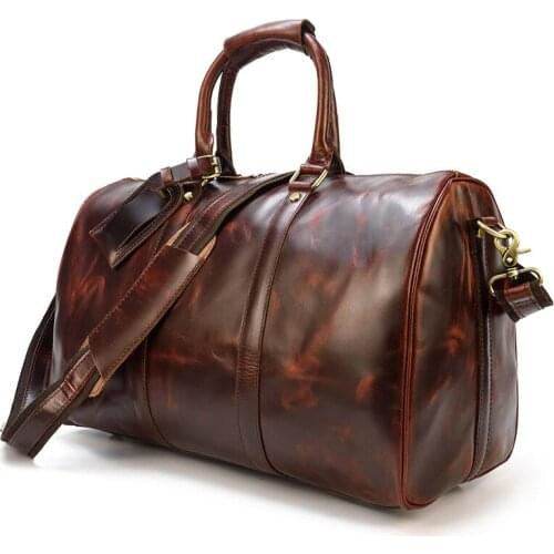 Vintage Pure Leather Travel Bag Big Capacity 18 inch Moving House Luggage Bag Real Leather Clothes Bag large Messenger Handbag