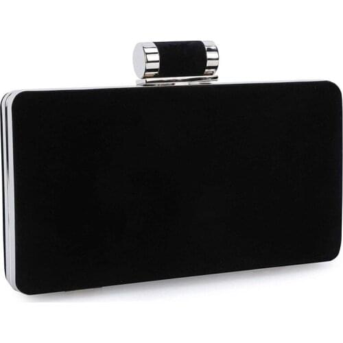 AUAU-Womens Formal Evening Bags Velvet Wedding Prom Party Clutch Purses(Black)