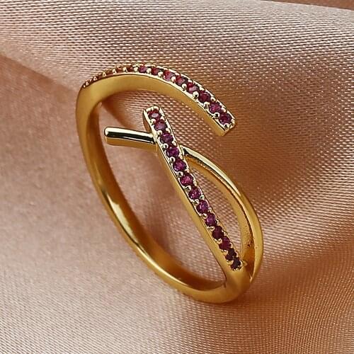 1Pcs Cross Micro Pave zircon Ring For Woman 2021 New Fashion Geometric Line Open Index Finger Ring