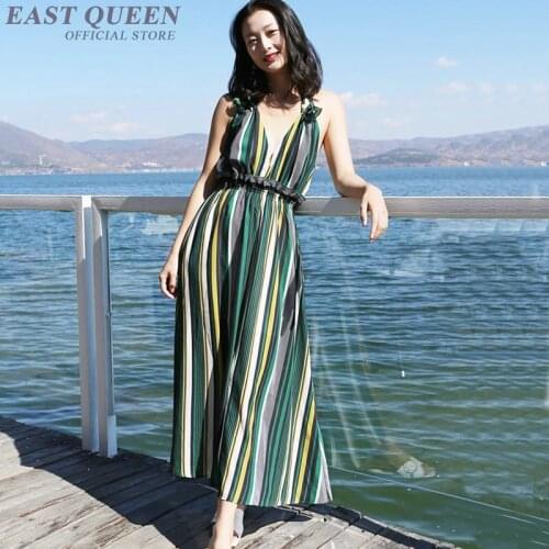 Beach sexy sling dress vetical striped beach summer sundress tunic open shoulder camisole female dresses KK2152 Y