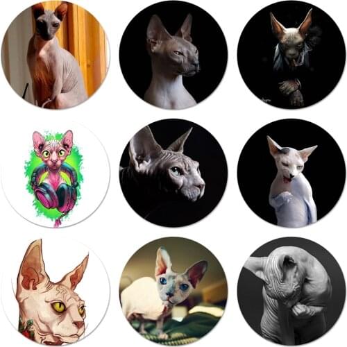 58mm Tattoo Sphinx Cat Icons Pins Badge Decoration Brooches Metal Badges For Clothes Backpack Decoration