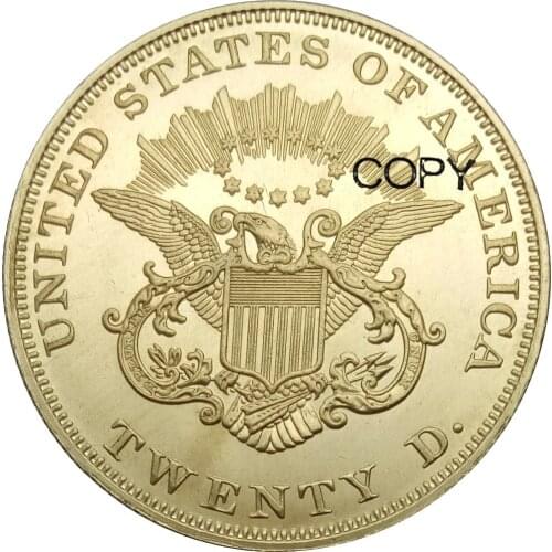 United States 20 Dollars Gold Coins 1862 1862 S Liberty Head Double Eagle without motto TWENTY D. Brass Copy coins