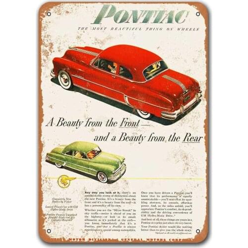 1952 Pontiac Chieftain Coupe Vintage Car Tin Signs, Sisoso Metal Plaques Poster Pub Man Cave Retro Wall Decor 12x16 inch