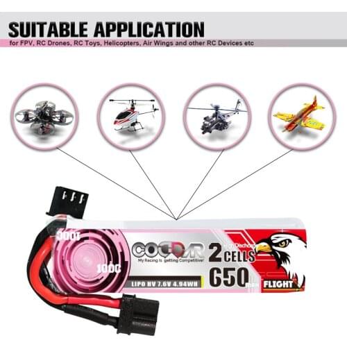 2PCS CODDAR 650mah 2S 7.6V 100C HV LiPo Battery XT30 Beta85X Crux3 RC Quadcopter 180Cfx FPV Racing Drone Parts