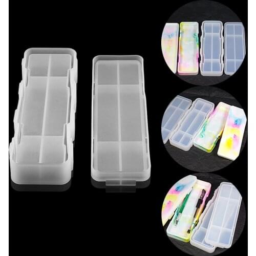 2pcs Crystal Epoxy Mould Stationery Box Mould School Supplies Office Stationery Box Silicone Mould For DIY Handmade Making Molds