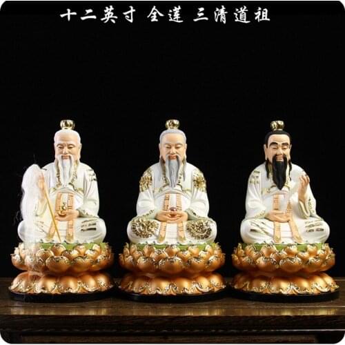 3PCS A set HOME shrine Temple protection Taoism Buddhism SAN QING ZU SHI Gods Buddha # TAI SHANG LAOJUN LIG BAO YUANSHI statue