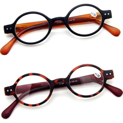 Agstum Designer Small round Oval Oblate Vintage Spring Hinge Reading Glasses +1 +1.5 +2 +3 +4