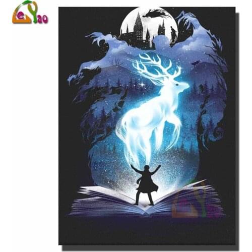 Diamond Painting Full Square 5D DIY Diamond Embroidery Book of Magic,Fantasy Deer,Rhinestones Mosaic Cross Stitch Home Decor