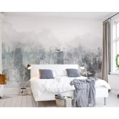 Beibehang Custom sticker wallpaper watercolor hand drawn city landscape 3d wallpaper home decor tv background Wall wallpaper 3d