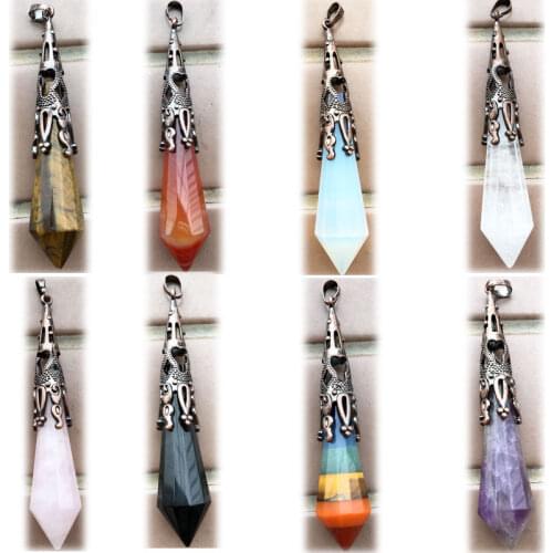 Free Shipping 16x81mm Carnelian Jaspe Crystal Tiger Eye Opal Big Women Men Pendant Bead 1Pcs WFH785