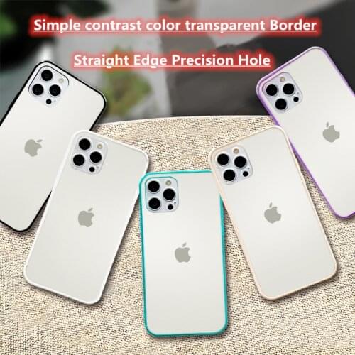 Straight Edge Precision Hole Cell Phone Soft Case For iPhone 12 11 Pro Max MiNI 8 7 Plus X XS Max XR Simple Contrast Transparent
