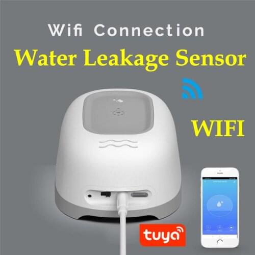 Tuya app wifi connect water leakage sensor with 2 leak detected probes water leak alarm detector support smart life app control