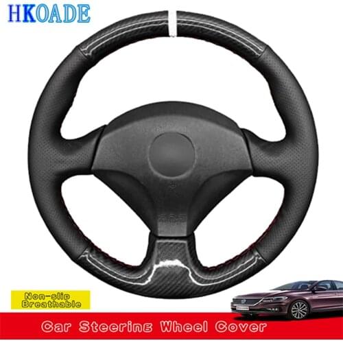 DIY Black Carbon Fiber Leather Car Steering Wheel Cover For Honda Acura RSX Type-S 2005 S2000 2000-2008 Civic Si 2002 2003 2004