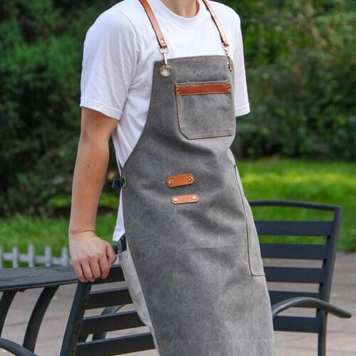 Coffee Maker Milk Tea Flower Shop Hairdresser Work Clothes Men and Women Art Waistband Casual Denim Apron with Pockets