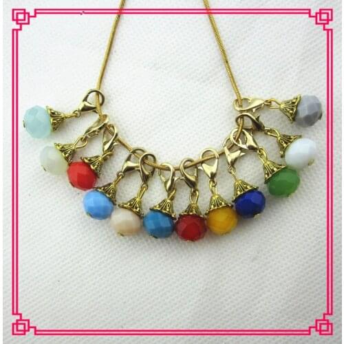 Hot selling gold 120pcs/lot mix 12 color rhinestone crystal dangle charms with lobster clasp charms for floating lockets