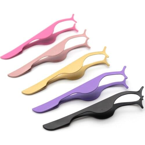 Stainless Steel False Eyelash Tweezers Makeup Tools Various Color Rose Gold Pink Red Black Eye Lash Applicator