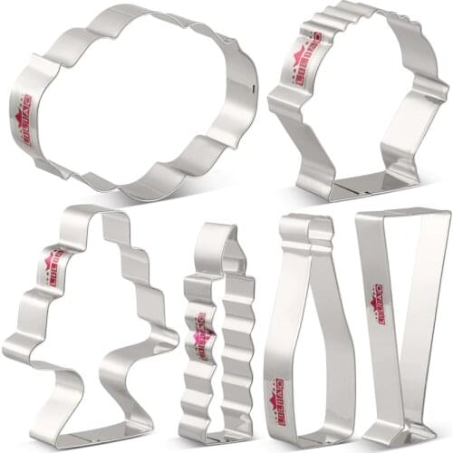 KENIAO New Year Cookie Cutters Set For Wedding Party - 6 Piece - Biscuit / Fondant / Pastry / Cutter - Stainless Steel