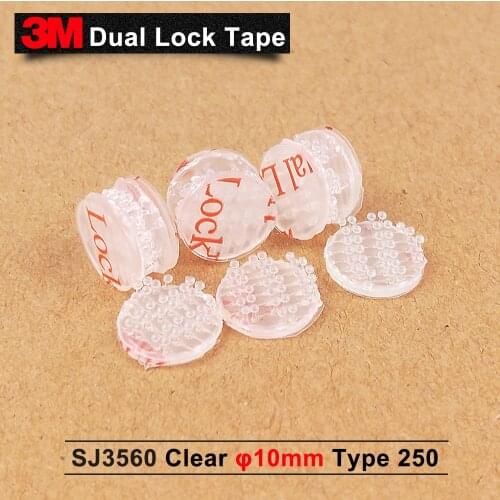 10mm circle die cut 3M Dual Lock SJ3560 Clear Reclosable Fastener adhesive tape, Type 250, 30pcs/lot