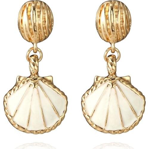 Korean Delica Shell Earrings Set for Women Metal Alloy Gold Stud Earrings Fashion Jewelry Pendientes Party Gift