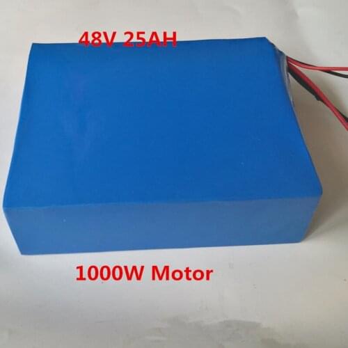 48V 1000W Lithium Battery 48V 25AH Li-ion Battery Pack 48V 25Ah Electric Bike Battery with 30A BMS +3A Fast Charger