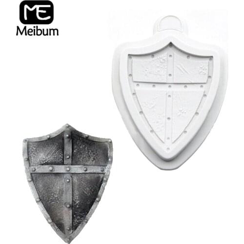 Meibum Knight Shield Pattern Fondant Cake Mold Child Gift Biscuits Gum Paste Sugar Craft Chocolate Candy Silicone Mould