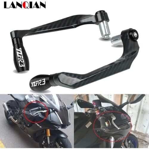 Motorcycle Universal 22MM CNC Aluminum Handlebar Protector Brake Clutch Lever Guard Protector For Yamaha YZFR3 YZF-R3 yzfR3 Logo