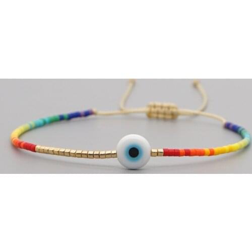 Go2Boho Turkish Evil Eye Bracelet Small Braclet Greek Eye Miyuki Glass Beaded Rainbow Bracelets for Women 2021 Jewelry Wholesale