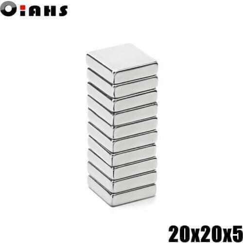 20pcs 20x20x5 Neodymium Magnet 20*20*5 mm N35 NdFeB Block Super Powerful Strong Permanent Magnetic imanes Block
