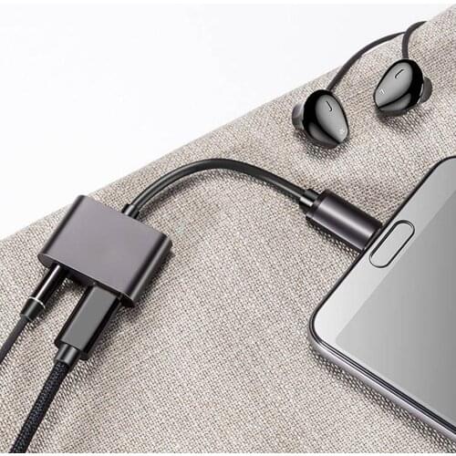 New AUX Adapter 2 in 1 Type-C to 3.5MM High Quality Fast Charging Port Headset Cable Type-C Audio Cable Headset Adapter Cable