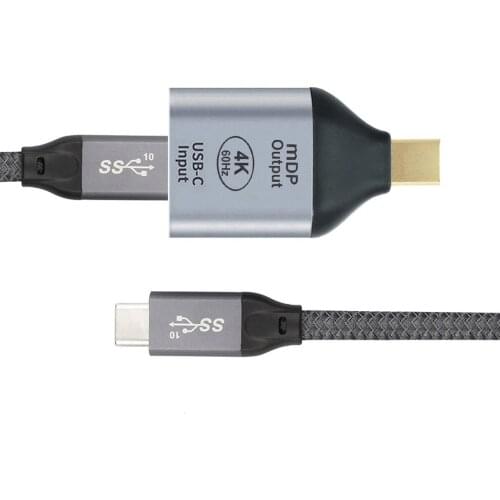 4K 60hz 1080p USB-C Type C Female Source to Mini Displayport DP Sink HDTV Adapter 10Gbps 100W Cable for Tablet & Phone & Laptop