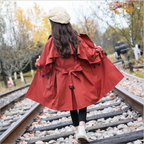 Trench Coat Girl Clothes Spring Autumn Windproof Jacket British Double Breasted Teenager Kids Outwear Belle Clothing 6 8 10 12