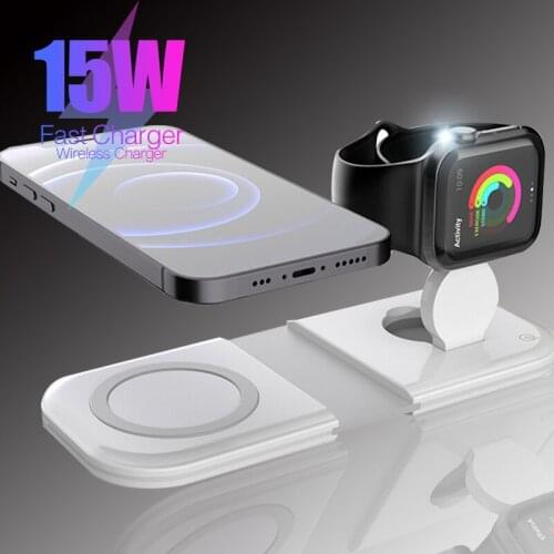 Mini Portable Wireless Charger LED Indicator Light Mobile Phone Quick Charge Pad For Apple Airpods Watch 6 For iPhone 12 Pro Max