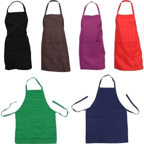 Plain Apron with Front Pocket Kitchen Cooking Craft Baking