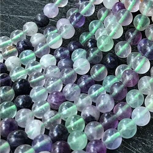 Rainbow Fluorite Beads Natural Energy Stone Spheres Balls Polished with Hole for Decor Round Shaped 1 Strand